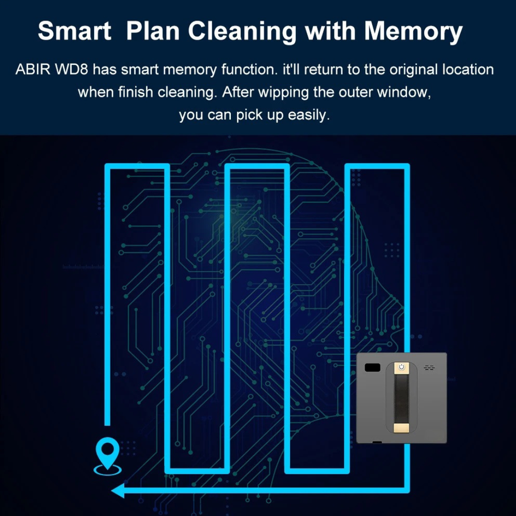 WD8 Window Cleaning Robot Dual Water Spray Smart Memory High Vacuum Suction Laser Sensor Glass Cleaner Grey 21.6×21.6×6.2cm