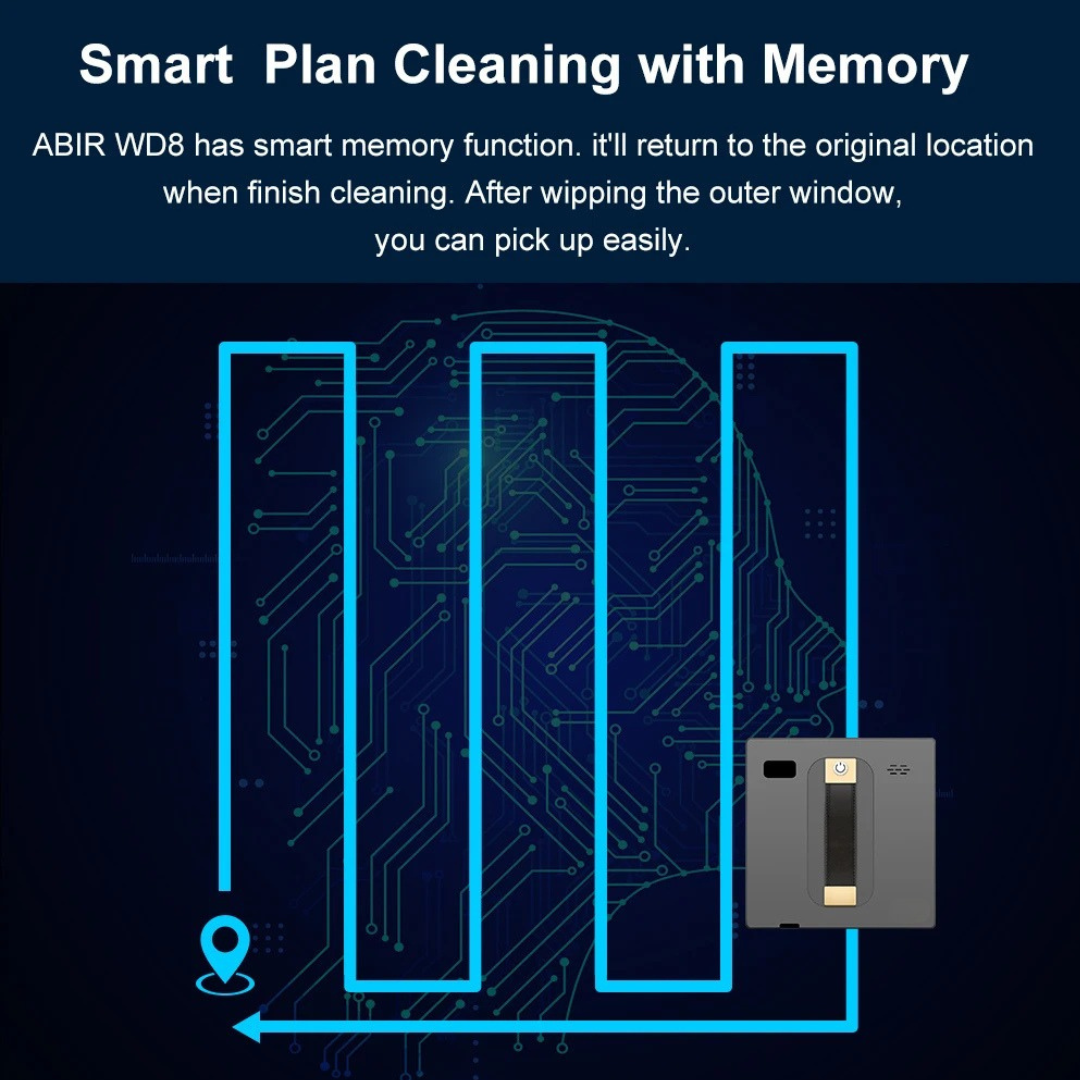 WD8 Window Cleaning Robot Dual Water Spray Smart Memory High Vacuum Suction Laser Sensor Glass Cleaner Grey 21.6×21.6×6.2cm
