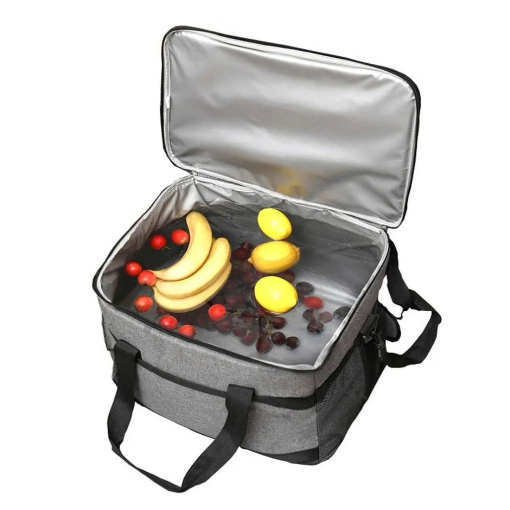 35L Large Capacity Collapsible Cooler Bag Insulated Lunch Box Picnic Cooling Bag Outdoor Travel Camping BBQ Party Grey 42×28×31cm