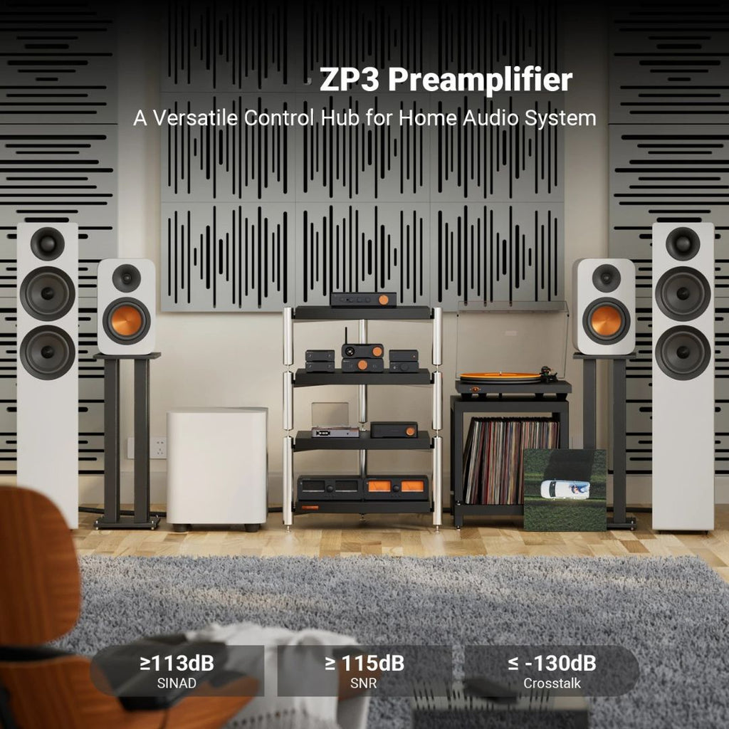 HiFi Preamplifier ZP3 3 In 3 Out XLR RCA Sub Out Tone Control HPF Audio Preamp AU Plug 23.9x16.4x5.4cm