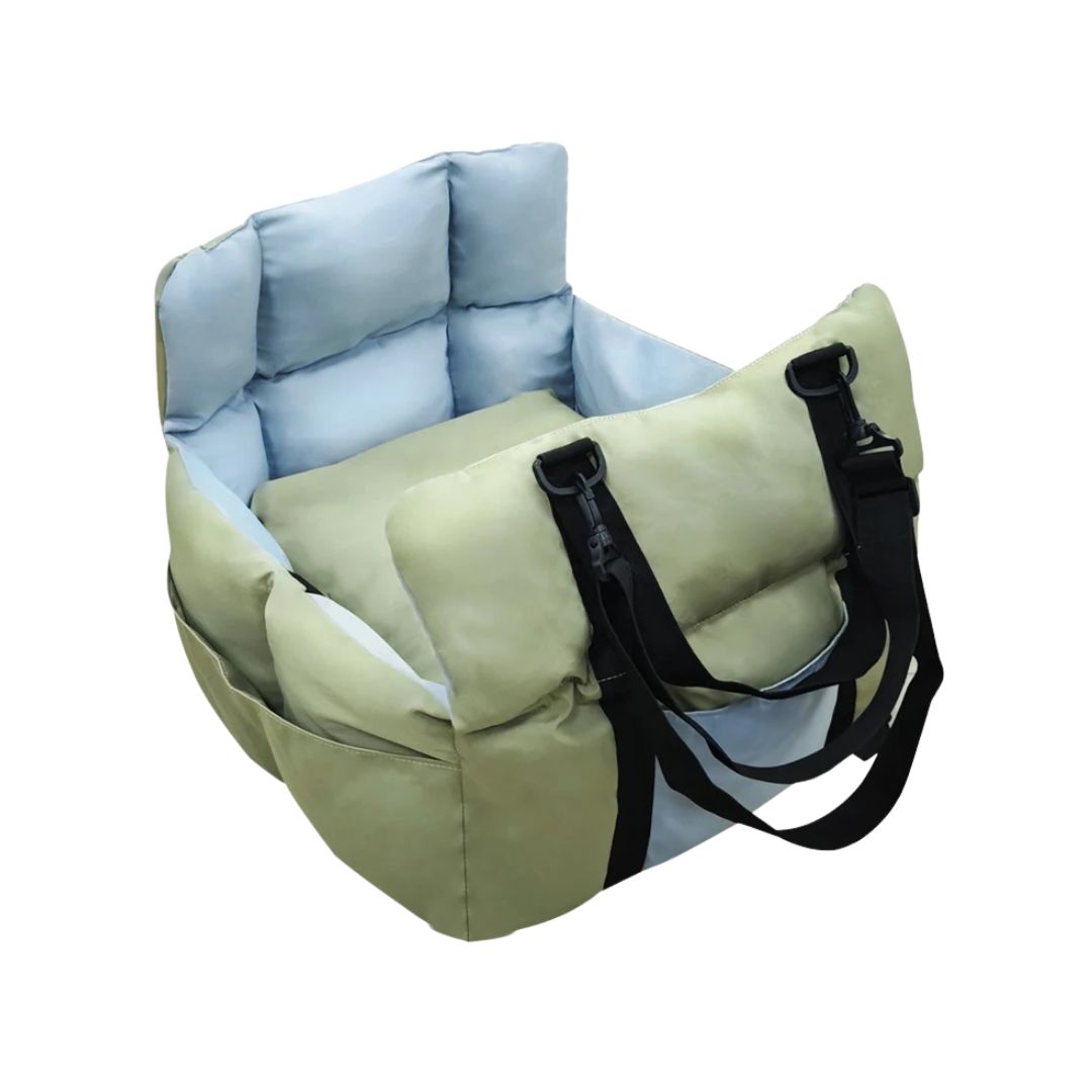 Portable Dog Booster Car Seat 53x53x42cm Travel Carrier Bed with Safety Belt Storage Pocket Foldable Pet Seat