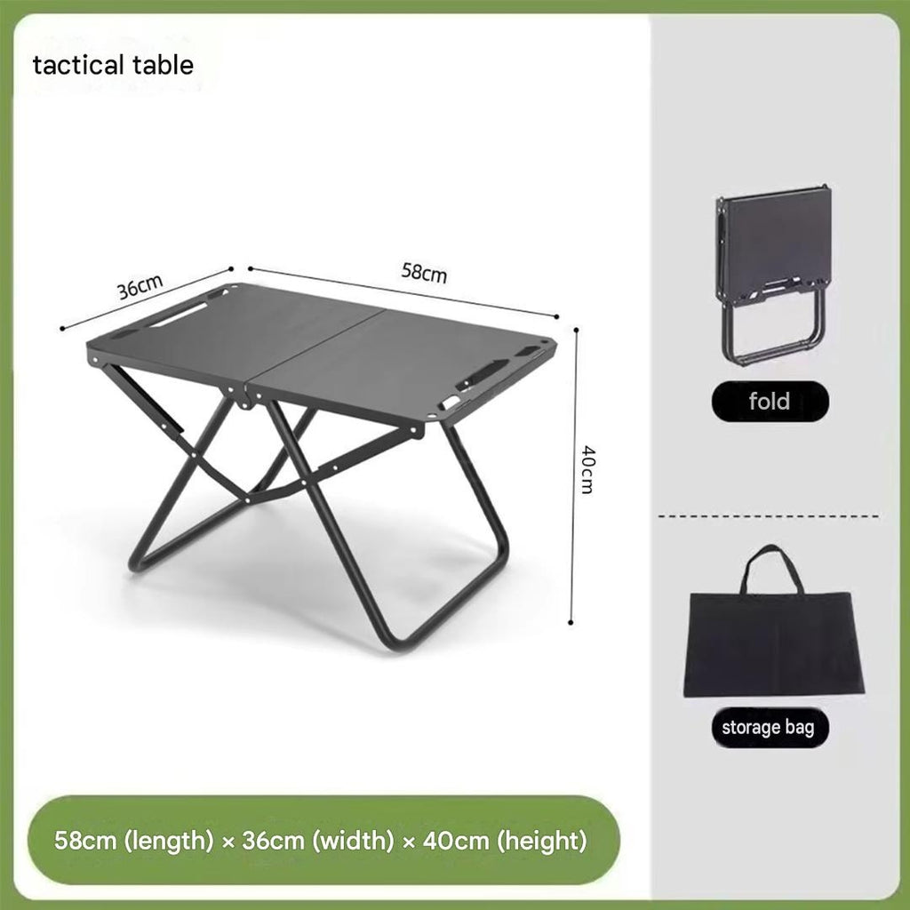 Lightweight Carbon Steel Folding Camping Table Outdoor BBQ Picnic Hiking Travel Table Multipurpose Green 58 × 36 × 40cm