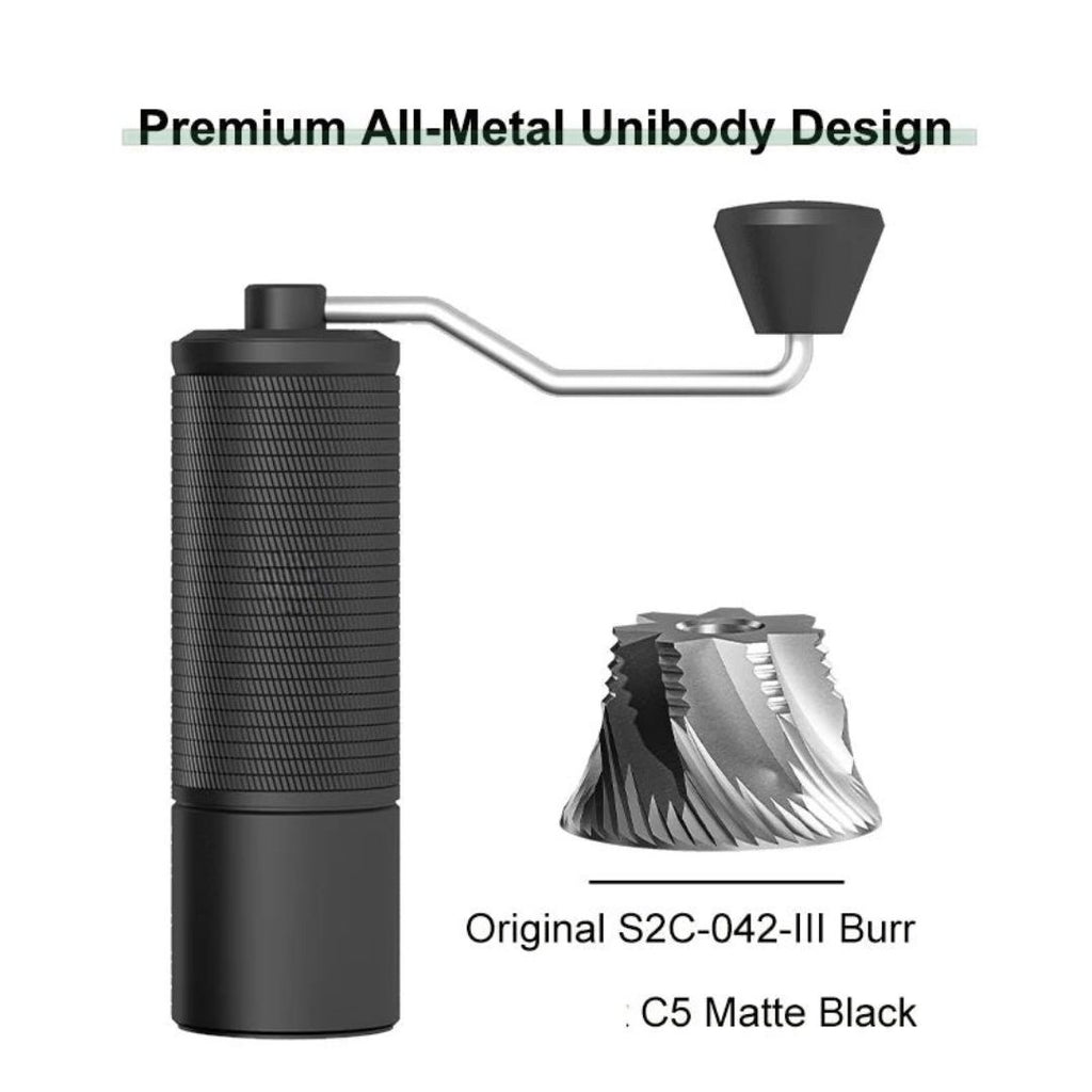 Manual Coffee Grinder Portable Hand Grinder with 42mm S2C Burr Adjustable Grind for Espresso Black