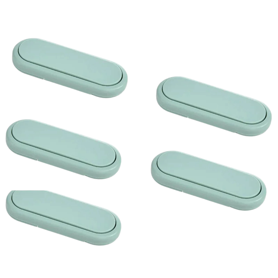 5pcs Baby Safety Cabinet Locks Invisible Drawer Door Protection Anti Pinch Hand Child Proof Wardrobe Lock Green 9×3.5cm