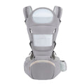 Ergonomic Baby Carrier Multifunctional Waist Stool Infant Toddler Kangaroo Bag Adjustable Front Back Carry Cotton Gray