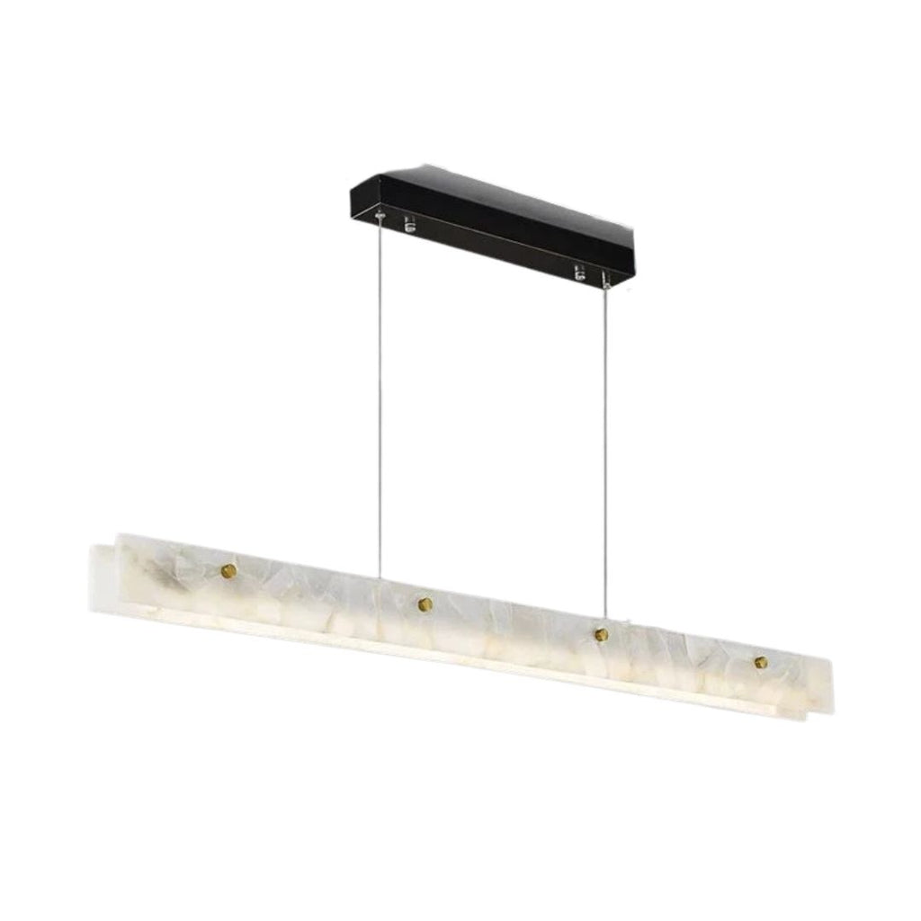 LED Marble Pendant Light 100cm Modern Linear Chandelier for Kitchen Island Dining Room and Bar Black
