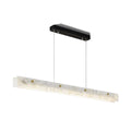 LED Marble Pendant Light 100cm Modern Linear Chandelier for Kitchen Island Dining Room and Bar Black