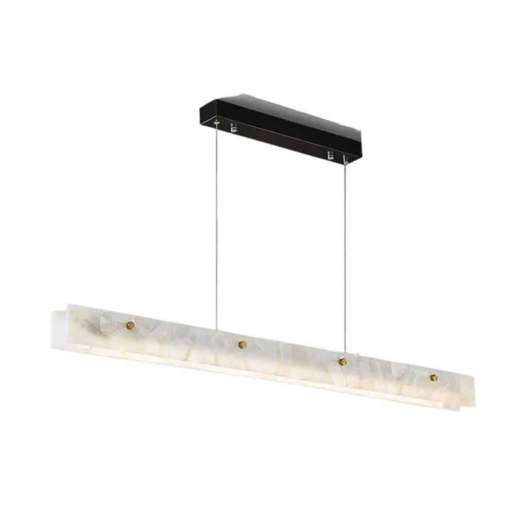 LED Marble Pendant Light 100cm Modern Linear Chandelier for Kitchen Island Dining Room and Bar Black