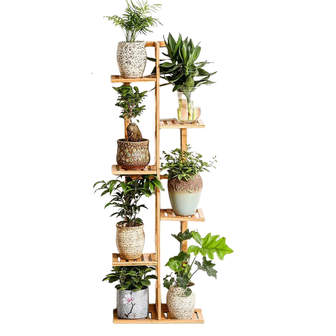 Bamboo Plant Stand 6 Tier 40x20x122 cm Natural Wood Indoor Outdoor Shelf Rack