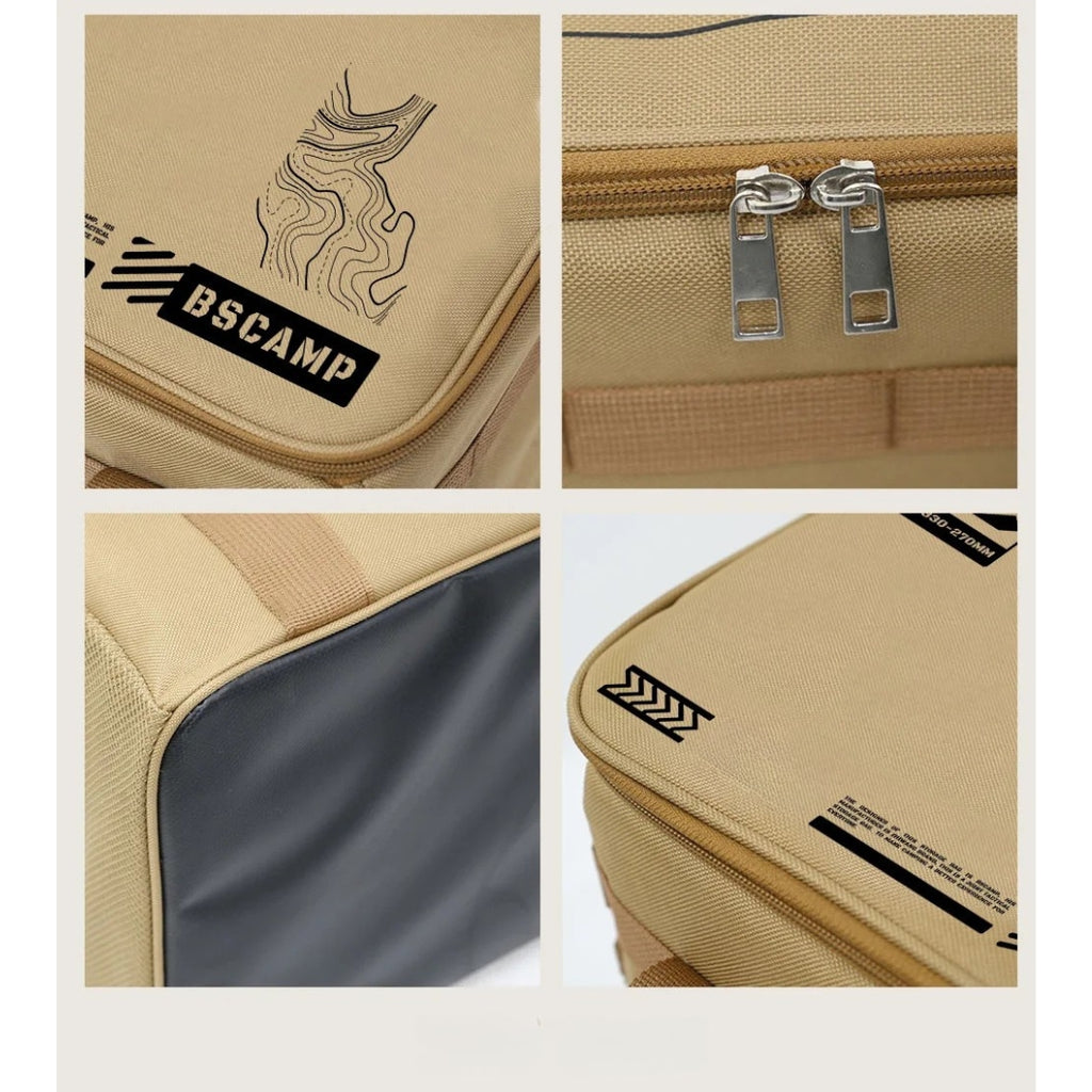 30L Insulated Waterproof Tactical Camping Storage Bag Foldable Picnic Tableware Cooking Gear Box Outdoor Organizer Khaki