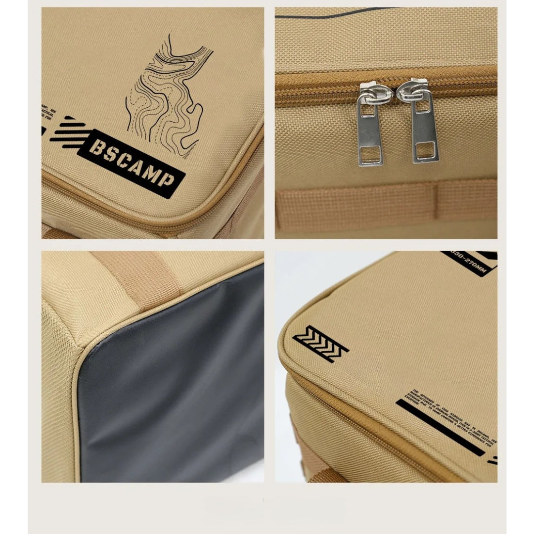 30L Insulated Waterproof Tactical Camping Storage Bag Foldable Picnic Tableware Cooking Gear Box Outdoor Organizer Khaki