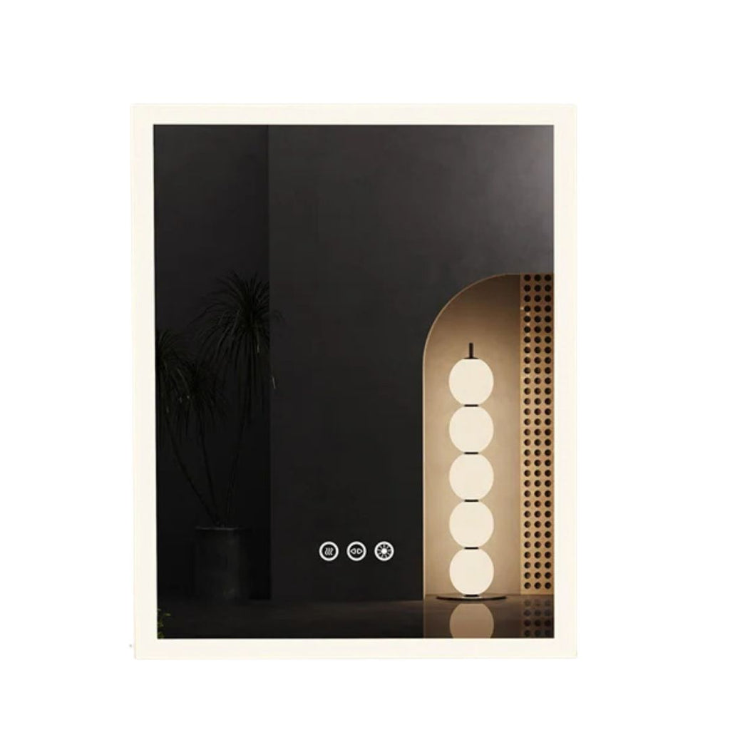 LED Bathroom Mirror Round Touch Screen Waterproof Anti Fog Vanity Mirror Wall Mounted for Wash Basin Shower Grooming 40x50cm