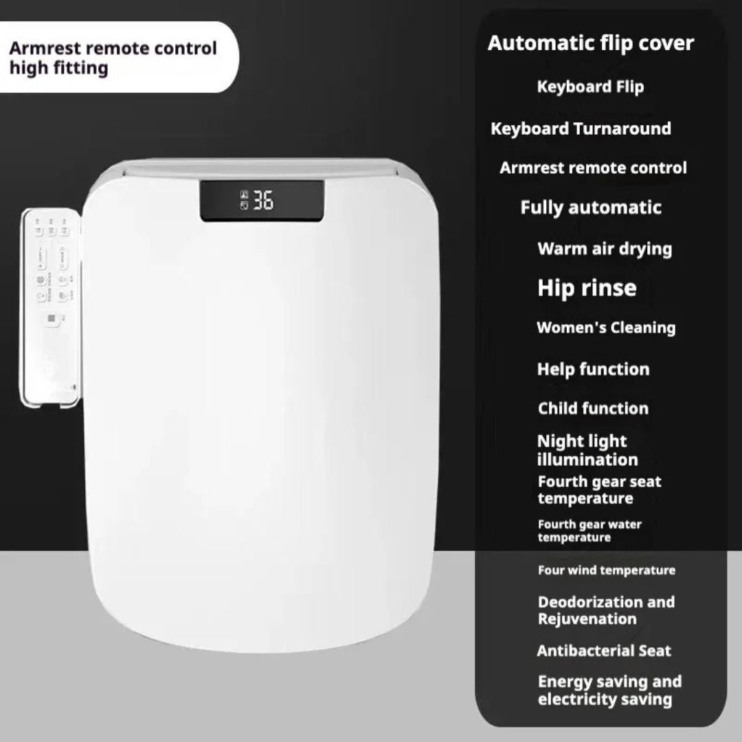 Smart Toilet Seat 51cm Square Electronic Bidet Seat with Heated Wash Drying and Auto Open Lid 110-130v