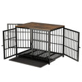 Dog Crate Furniture Style Pet Kennel Wooden End Table with 3 Doors Removable Tray Indoor Cage for Medium Dogs Black 91.5x63.5x74.5cm