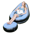 Inflatable Lazy Couch Sofa Set Light Blue Portable Foldable Recliner with Ottoman