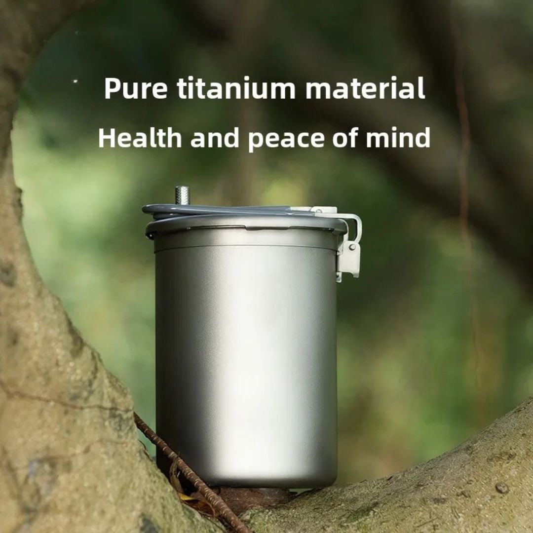 Titanium Pressure Cooker Outdoor Camping Pot Lightweight High Altitude Cooking Rice Cooker 15.5 × 10 × 24cm
