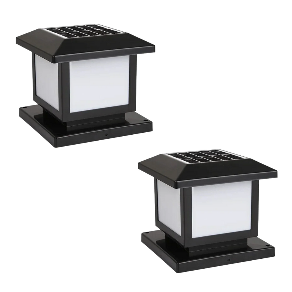 2 Pack Solar LED Outdoor Landscape Pillar Lamps Waterproof Garden Lights Classical Style Remote Control Solar Lights 20×20×18cm