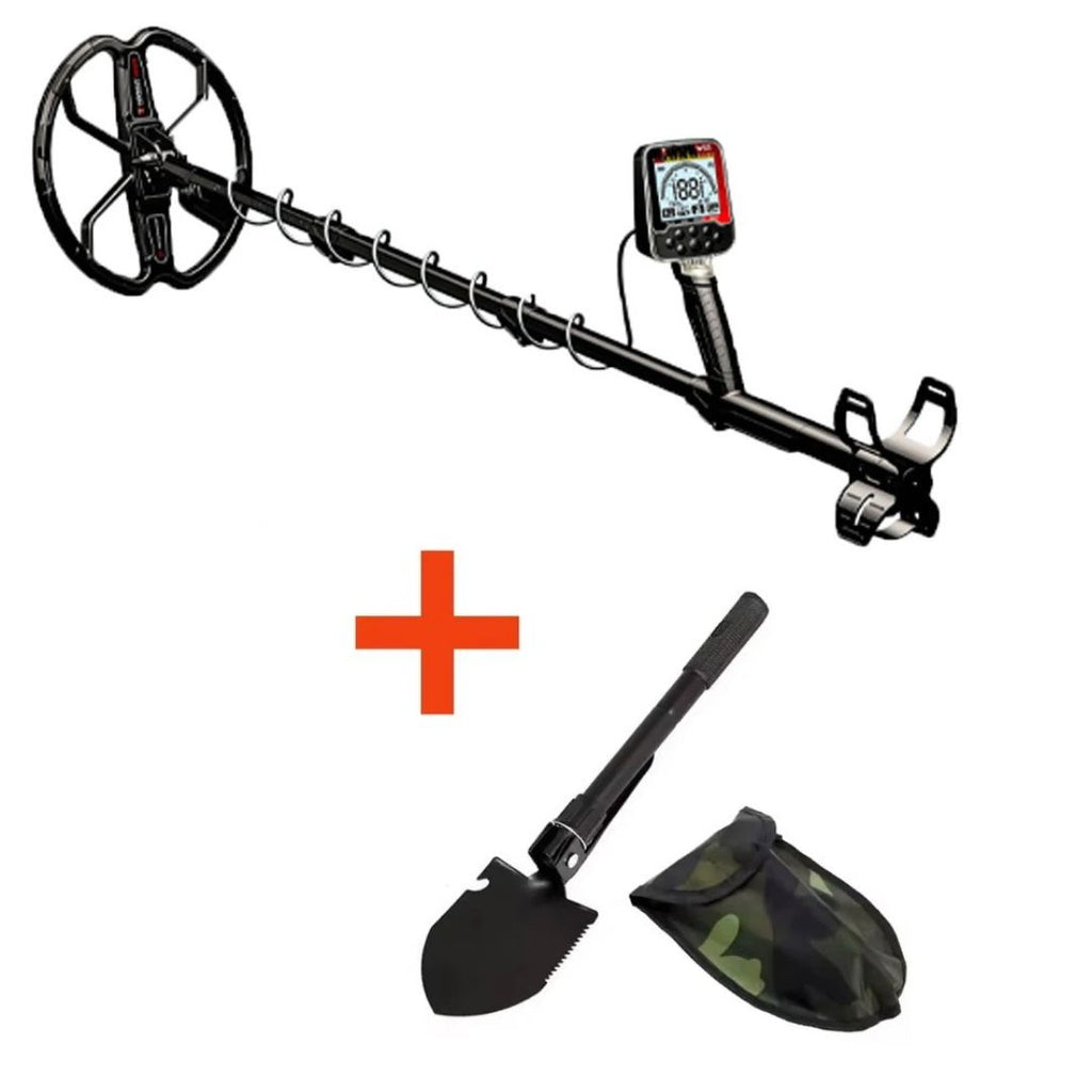 Portable Metal Detector TX-W55 with Digging Shovel IP68 Waterproof LCD Display 4 Modes 24x6x6cm