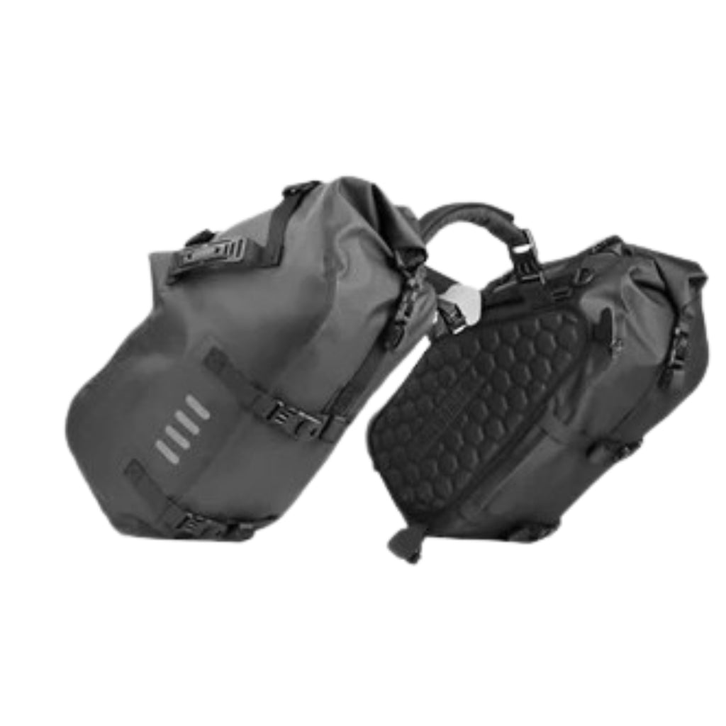 2PCS 24L Waterproof Motorcycle Saddle Bags Universal Motorbike Side Pannier Luggage Storage Travel Bags Black