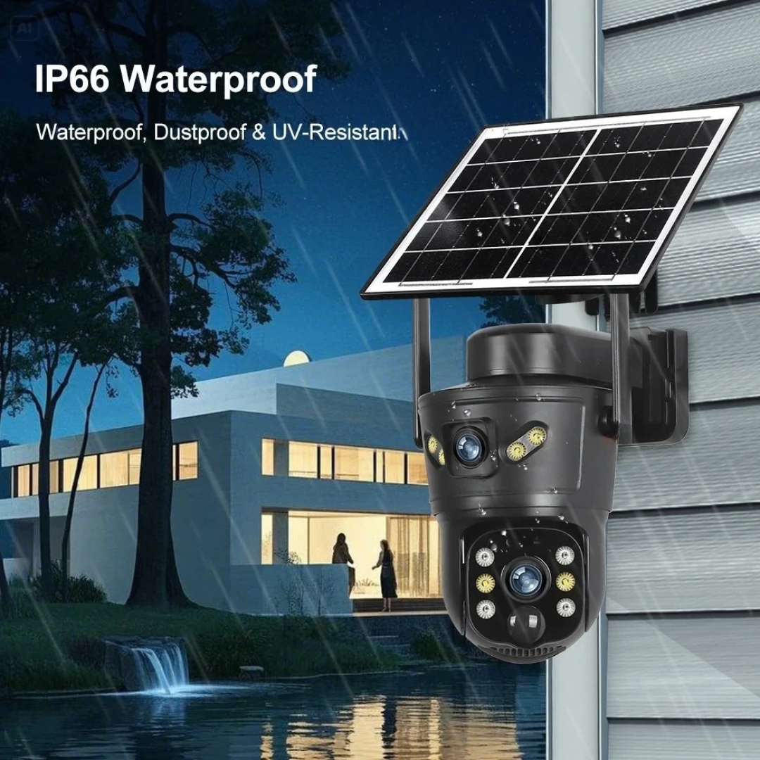 LS VISION 4G Outdoor Solar Security Camera 8MP Dual Lens 355° PTZ with PIR Sensor and Night Vision