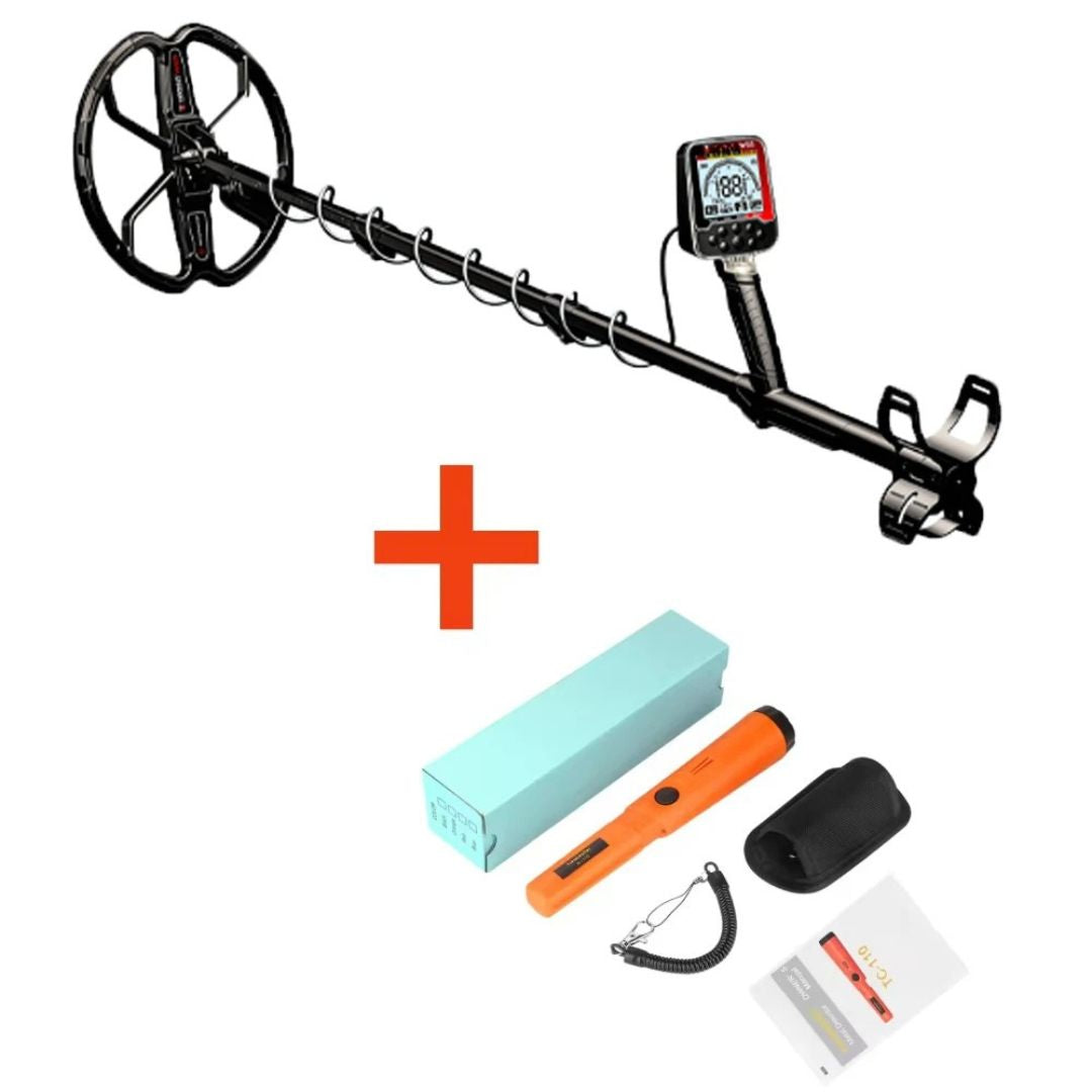 Portable Metal Detector TX-W55 with TC-110 IP68 Waterproof LCD Display Rechargeable 4 Modes 24x6x6cm