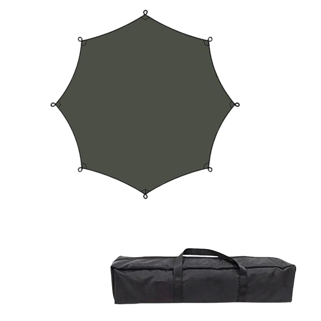 5.1 × 5.1M Waterproof Octagon Camping Tarp Outdoor Awning Shade Shelter Tarpaulin Sunshade Coated Tarp Green