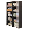 6 Layer Double Portable Clothes Storage Cabinet Wardrobe Organizer Dustproof Closet with Curtains Multifunctional Black 80 × 28 × 155cm