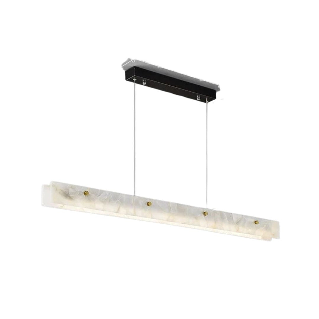 LED Marble Pendant Light 120cm Modern Linear Chandelier for Kitchen Island Dining Room and Bar Black