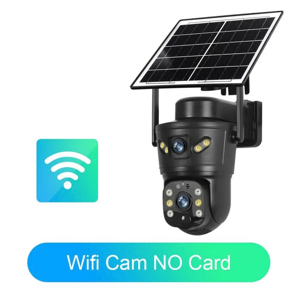 LS VISION 8MP Dual Lens Outdoor Solar Security Camera WiFi with 360° Pan & Tilt in Black