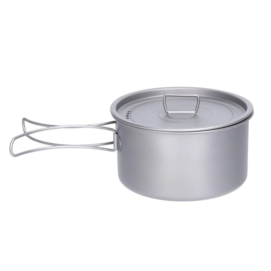 Titanium Camping Pot 1.2L Lightweight Backpacking Cooking Pot with Lid for Hiking Trekking Picnic Ti2106C