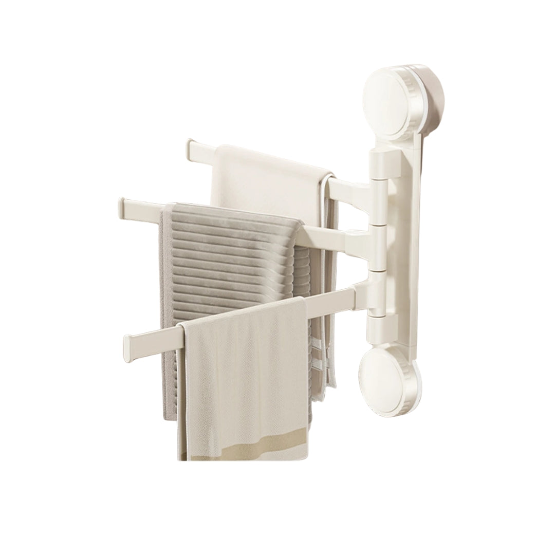3 Tier Rotatable Suction Cup Towel Rack Aluminium Towel Holder Wall Mounted Kitchen Bathroom Hanger White Storage