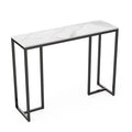 Black Metal Console Table with Storage Shelf Narrow Entryway Sofa Table for Hallway Living Room Use 100x38x78.5cm