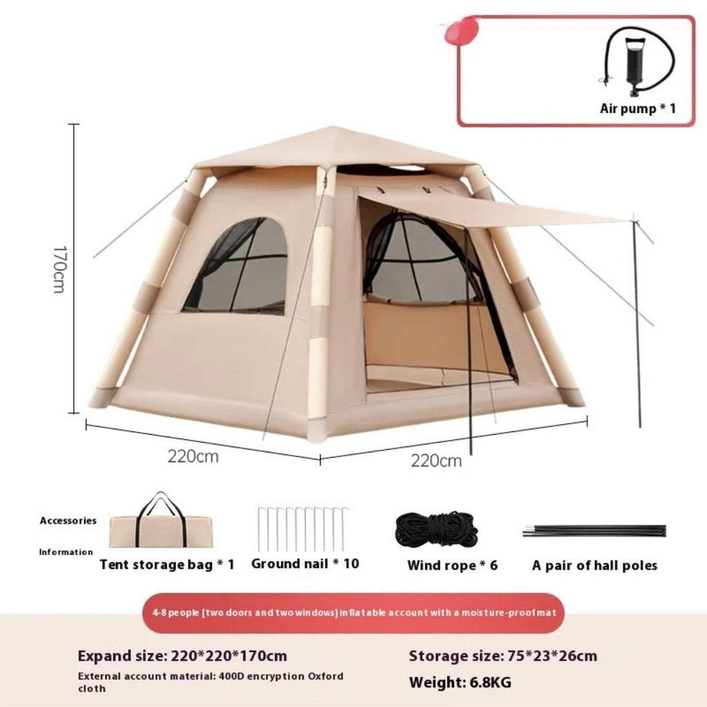 Large Inflatable Camping Air Tent 4-5 Person Family Dome Shelter One Touch Setup Outdoor Hiking Tent Only