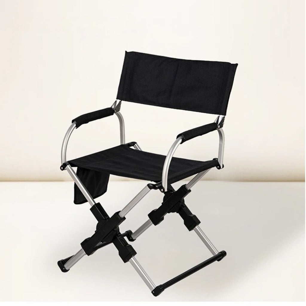 Foldable Outdoor Director's Chair Aluminium Alloy Camping Beach Fishing Hiking Picnic Chair Black 55 × 50 × 82cm