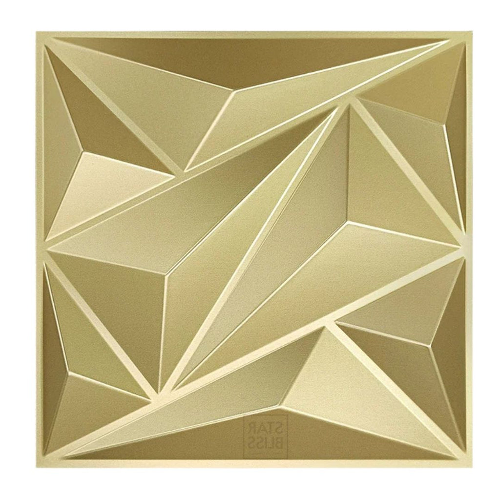 3D Wall Panels 10 Pack Waterproof Self Adhesive Wallpaper Stickers Gold 30cm for Kitchen Bathroom Living Room