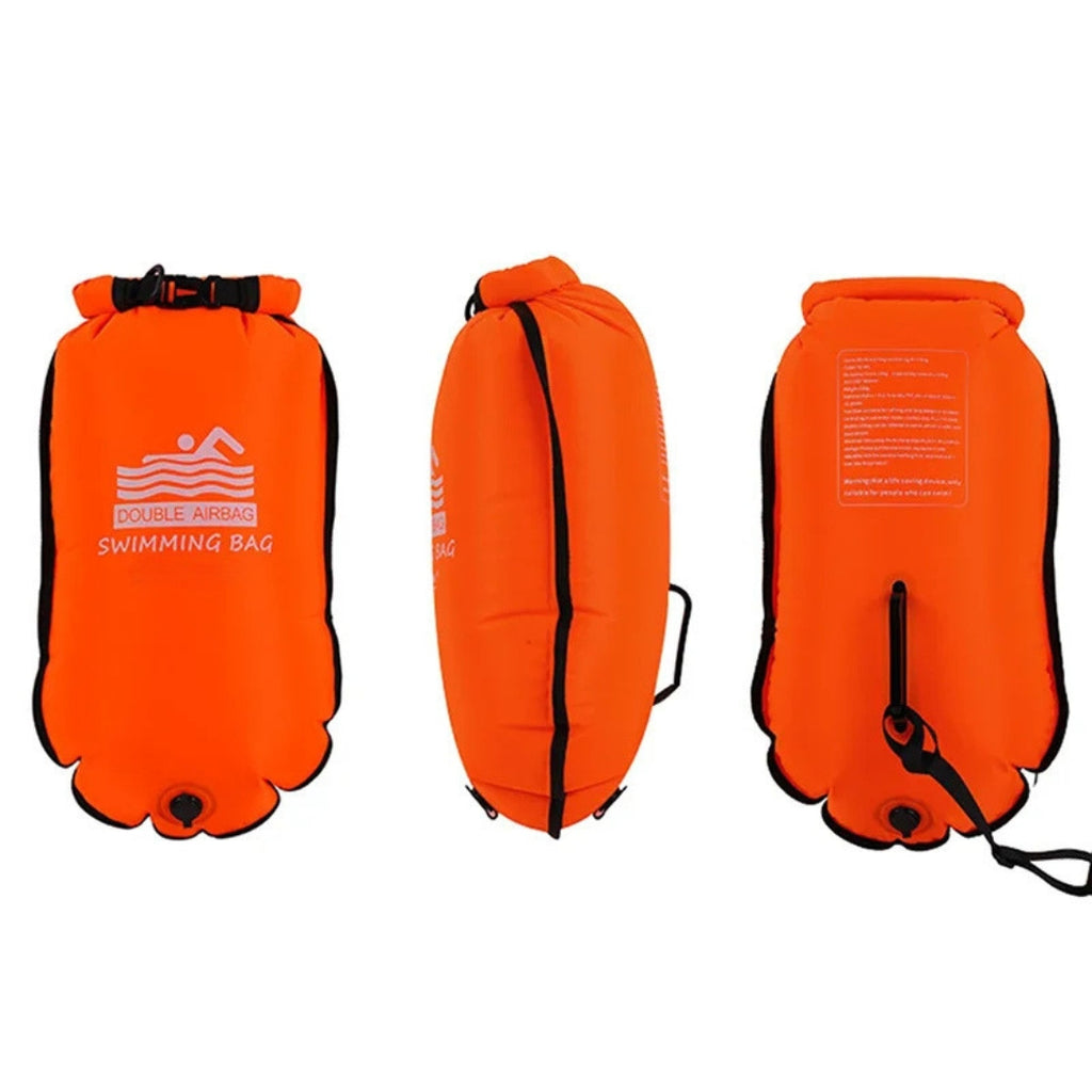 20L Inflatable Swimming Buoy Double Airbag Tow Float Water Sport Swim Safety Buoy Dry Bag Pool Training Orange