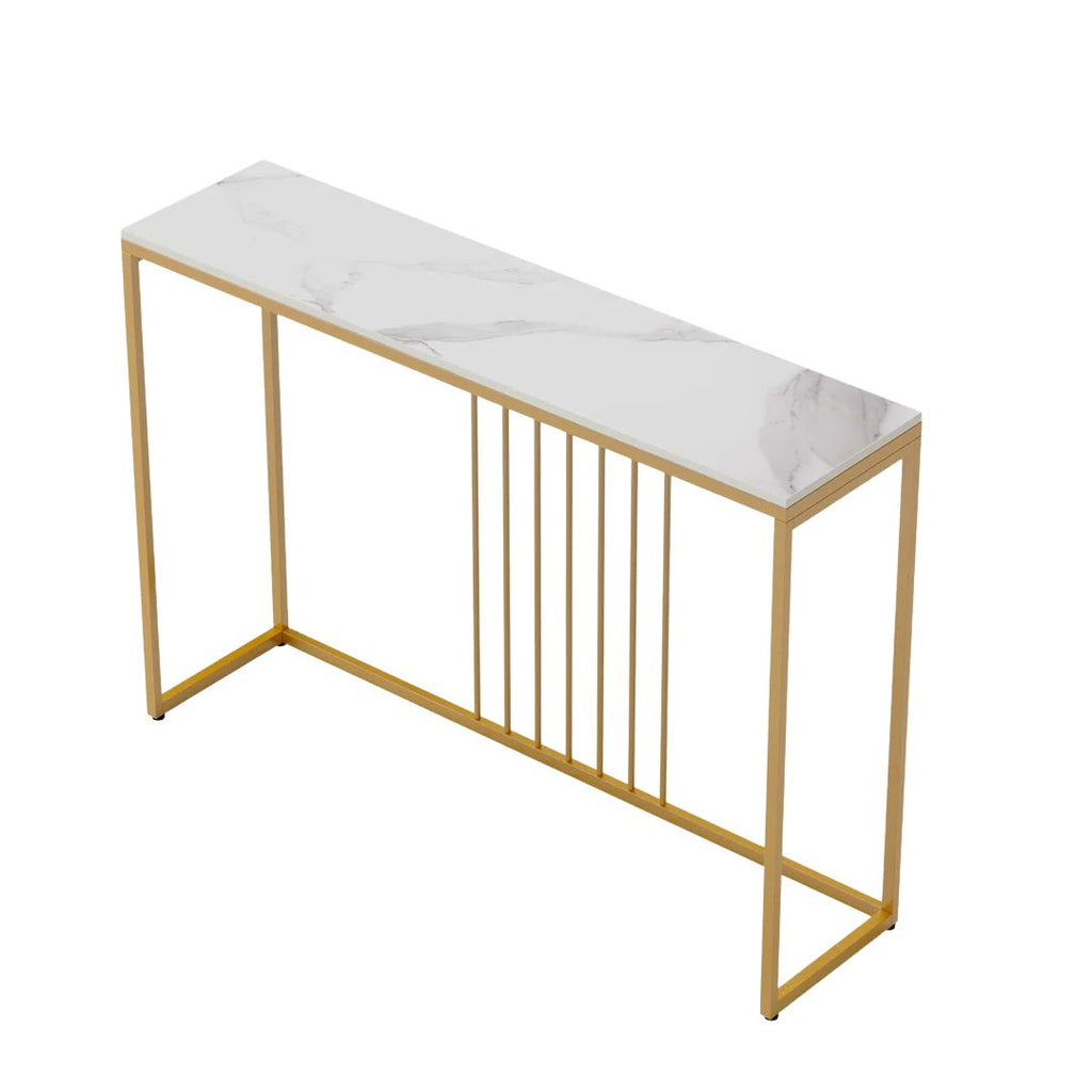 Console Table with Storage Shelf Entryway Sofa Table Narrow Hall Table Modern Living Room Furniture Design White & Gold 100x30x78.5cm