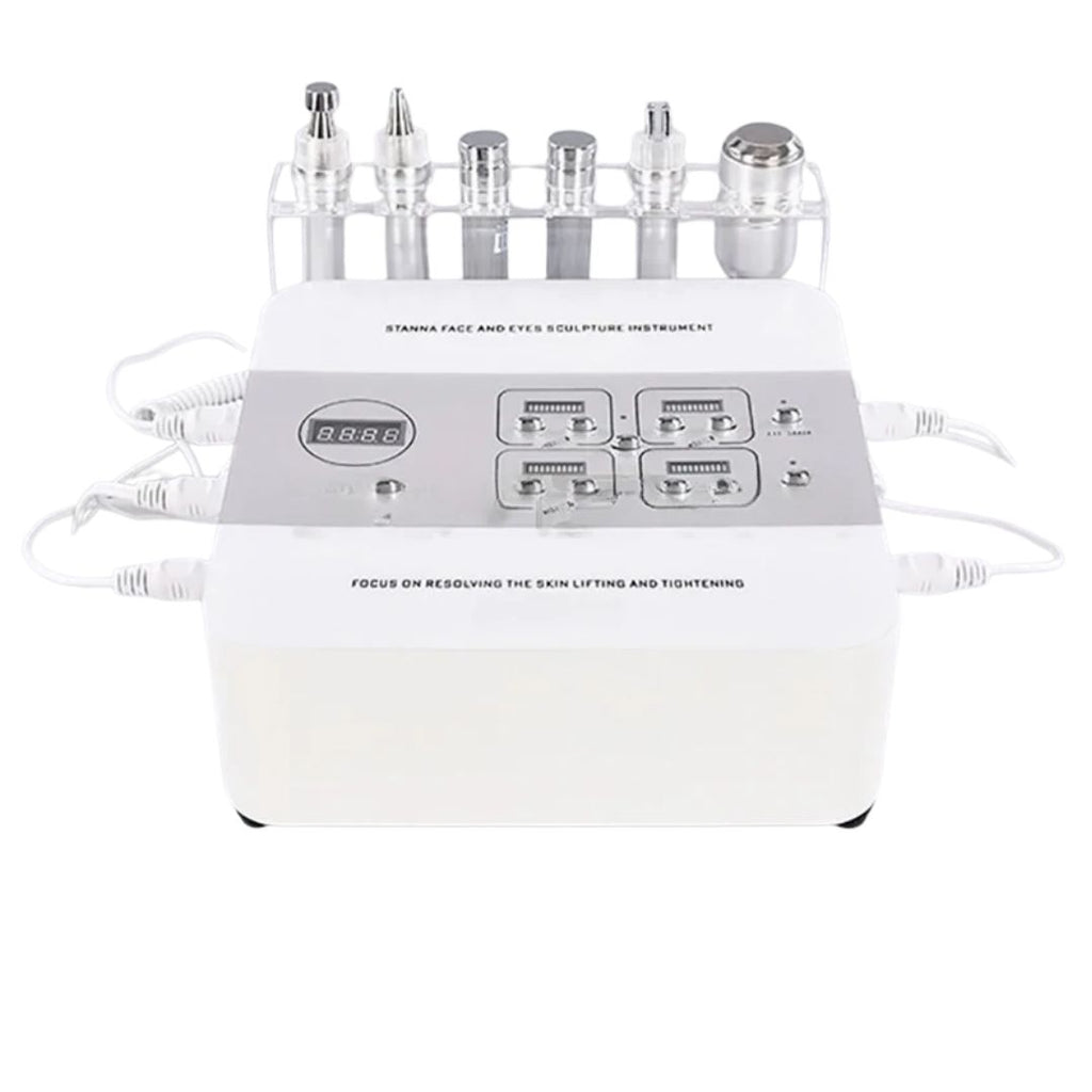 6-in-1 Facial Skin Care Beauty Machine Ultrasound Oxygen Face & Eye Massager White 20x29x10cm Home Use