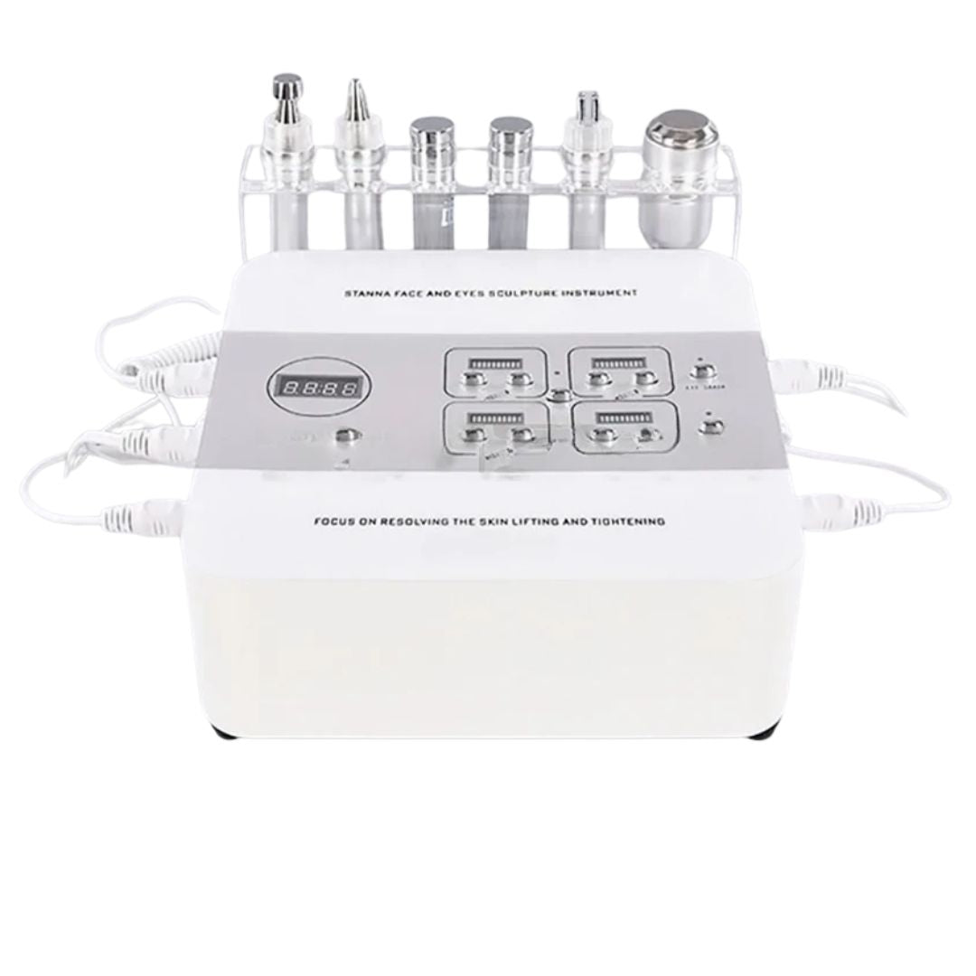 6-in-1 Facial Skin Care Beauty Machine Ultrasound Oxygen Face & Eye Massager White 20x29x10cm Home Use