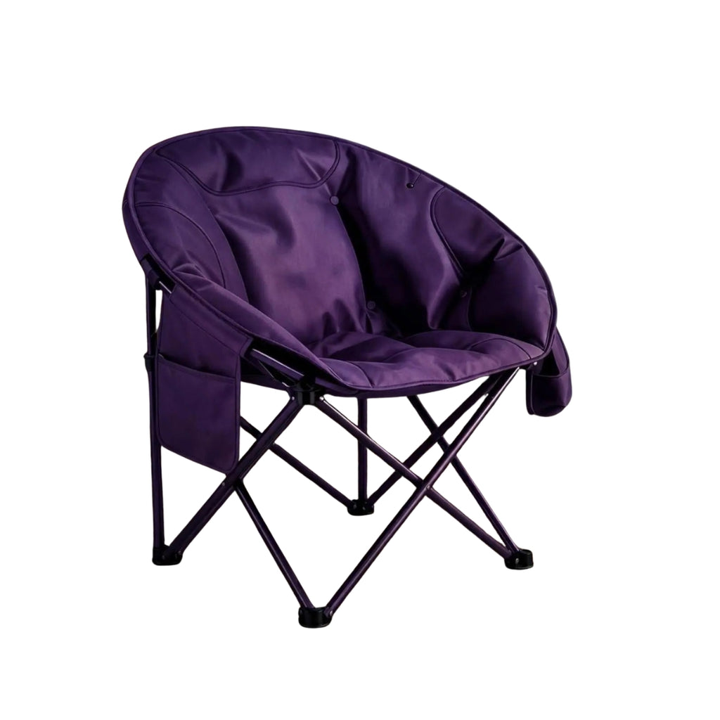 Foldable Moon Chair Lightweight Padded Camping Chair Breathable Outdoor Lounge Seat Purple 68 × 59 × 80cm