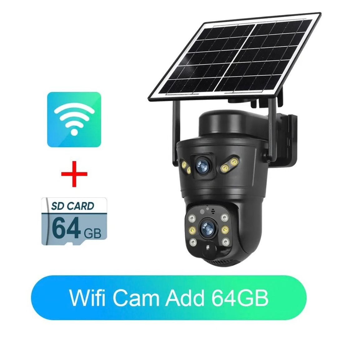 LS VISION 8MP Dual Lens Outdoor Solar Security Camera WiFi with 64GB Storage
