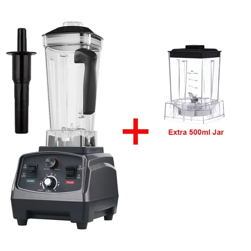 Heavy Duty Blender 2200W 3HP with 2L Jug, 500ml Dry Grinding Jar, Timer Control for Smoothies Ice Food Processing