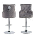 Bar Stools Velvet Swivel Lion Knocker Dining Chairs Grey 50x52x106-127cm