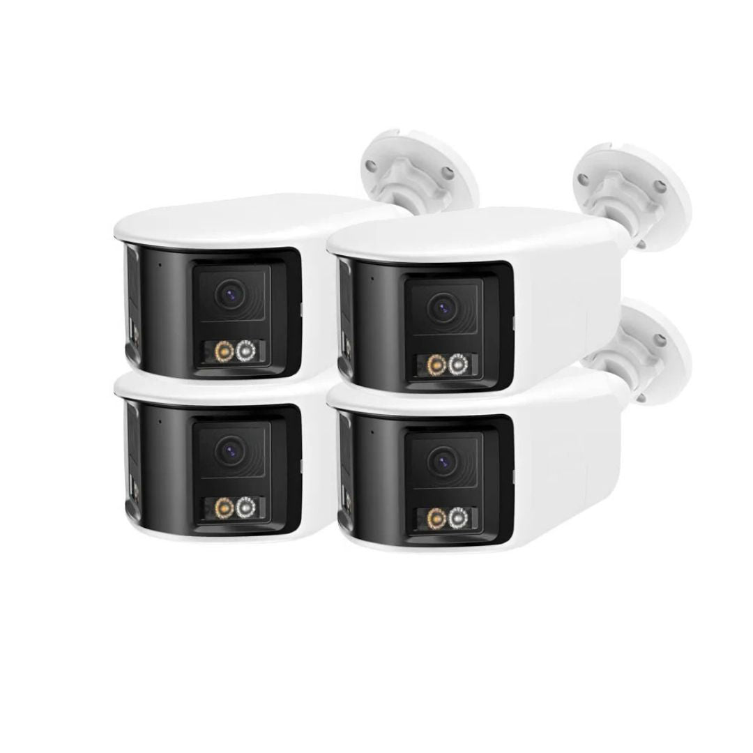 6MP Dual Lens Security Camera 180° Panorama CCTV Camera with Colour Night Vision Human and Vehicle Detection IP67 ONVIF White