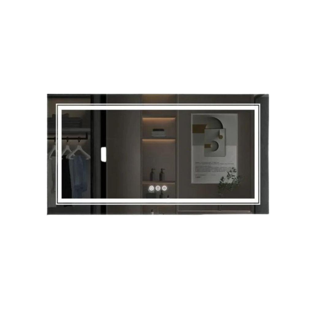 LED Bathroom Mirror Round Touch Screen Waterproof Anti Fog Vanity Mirror Wall Mounted for Wash Basin Shower Grooming 120x80cm