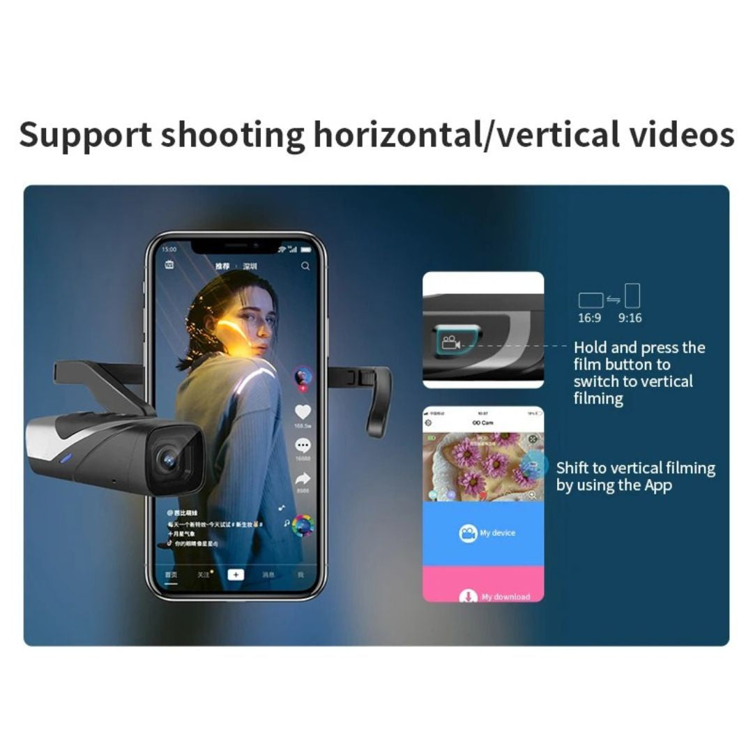 Wearable Action Camera 4K 60FPS Head Mounted Vlog Camera with Image Stabilization EP8 Standard Black