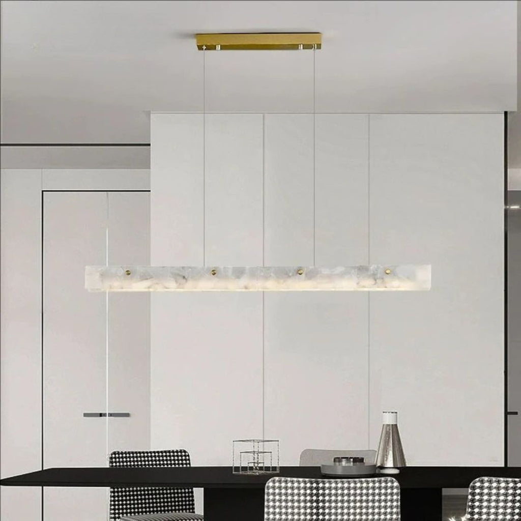 LED Marble Pendant Light 150cm Modern Linear Chandelier for Kitchen Island Dining Room and Bar Gold