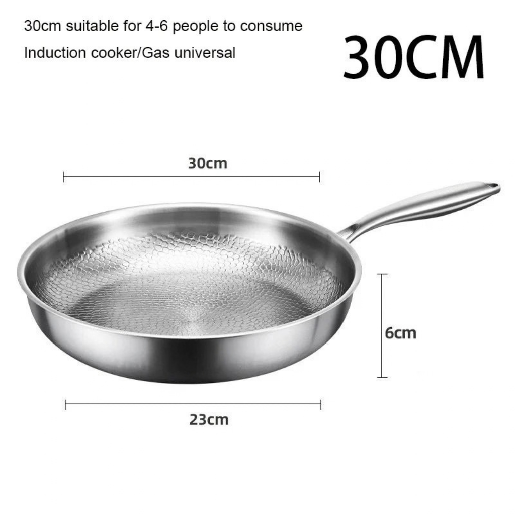 30cm Pure Titanium Frying Pan Non Stick Uncoated Fish Scale Hammer Pattern Titanium Alloy Cookware Kitchen Skillet