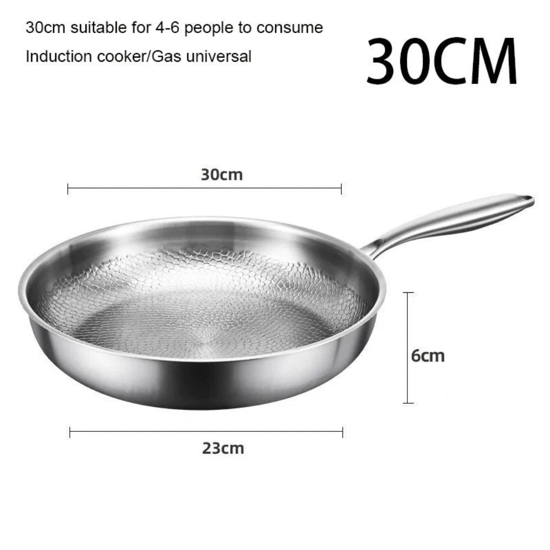 30cm Pure Titanium Frying Pan Non Stick Uncoated Fish Scale Hammer Pattern Titanium Alloy Cookware Kitchen Skillet