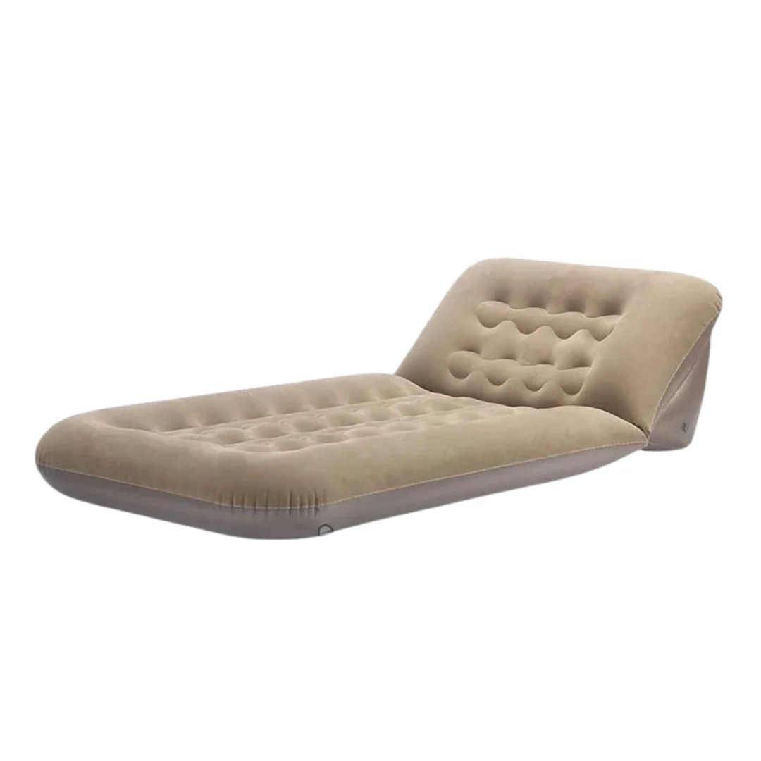 Foldable Inflatable Air Mattress Sofa Bed Brown for Home and Outdoor Use